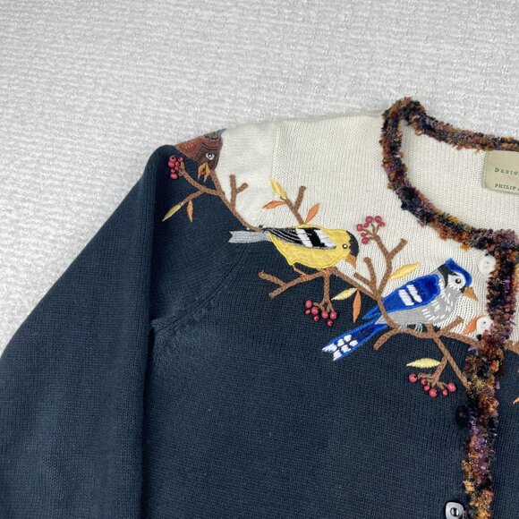 Design Options Philip & Jane Gordon Birds Design embroidered Sweater Women S - Picture 3 of 16